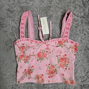 Pink Floral Crop Top